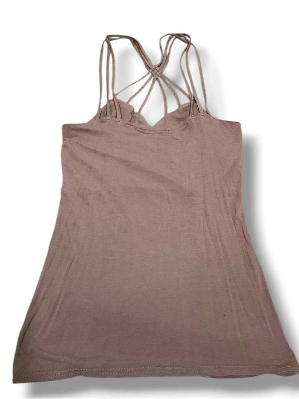 BKE Red Strappy Bodycon Tank Dress Mauve Taupe Size Medium